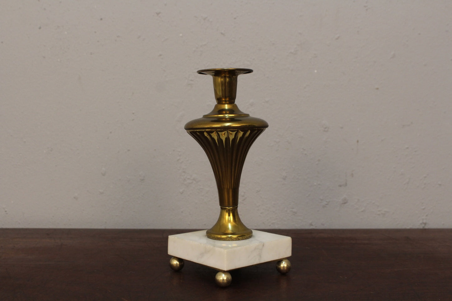 Pair of Italian Marble & Brass Candlesticks