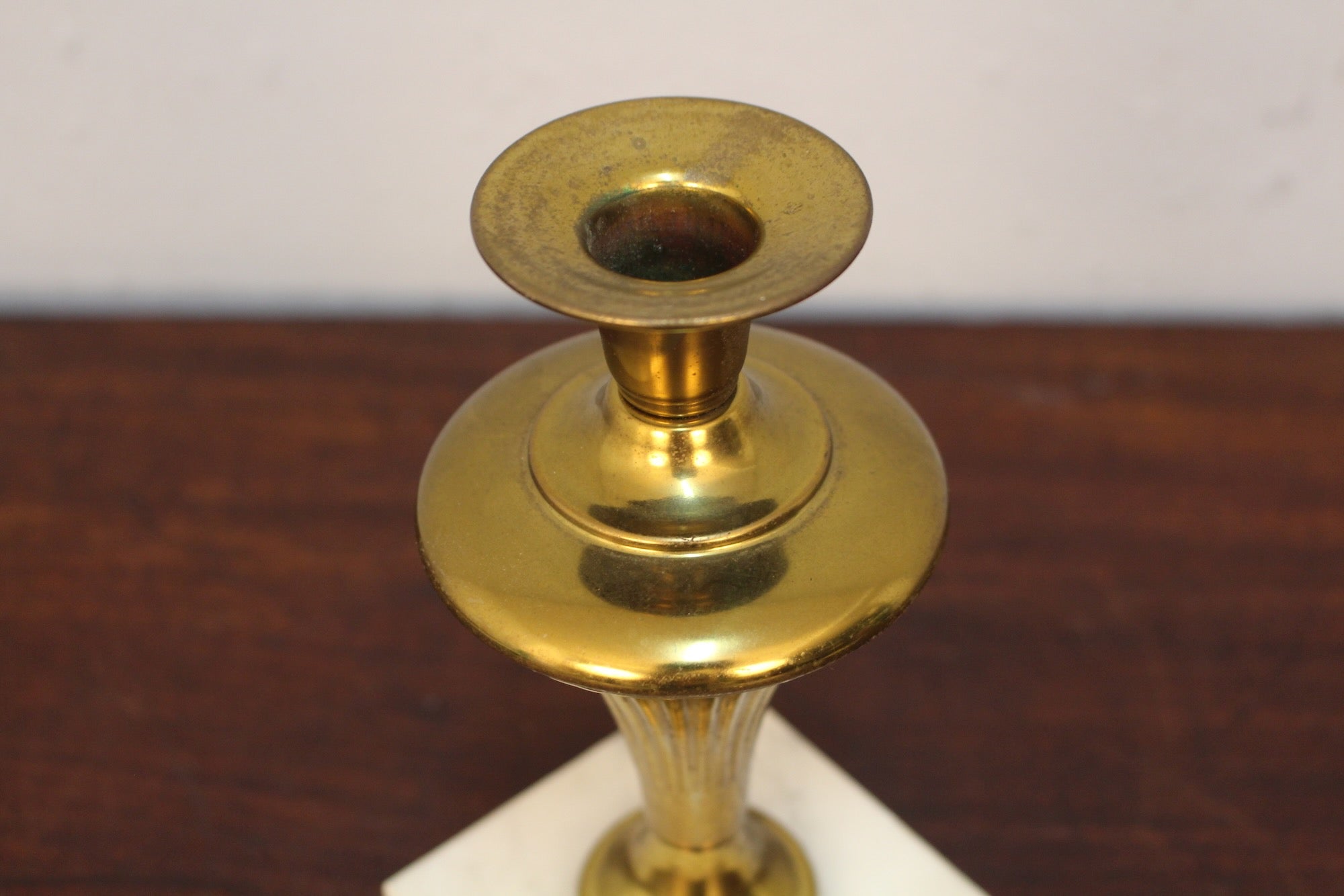 Pair of Italian Marble & Brass Candlesticks – Furnish Green