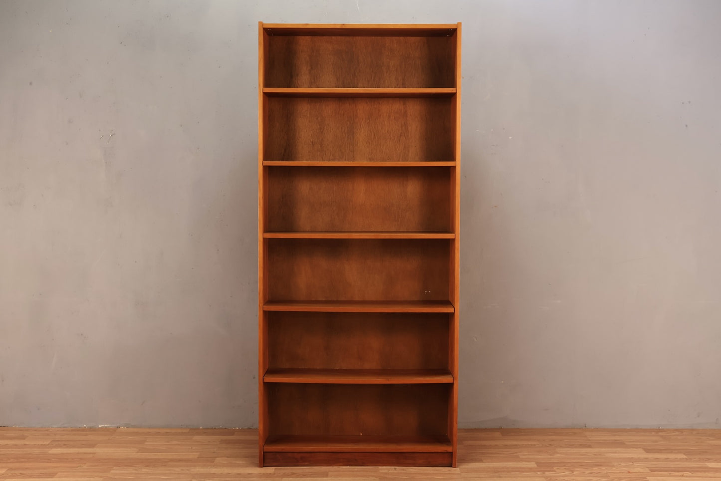 Tall Shallow Teak 6-Tier Bookshelf