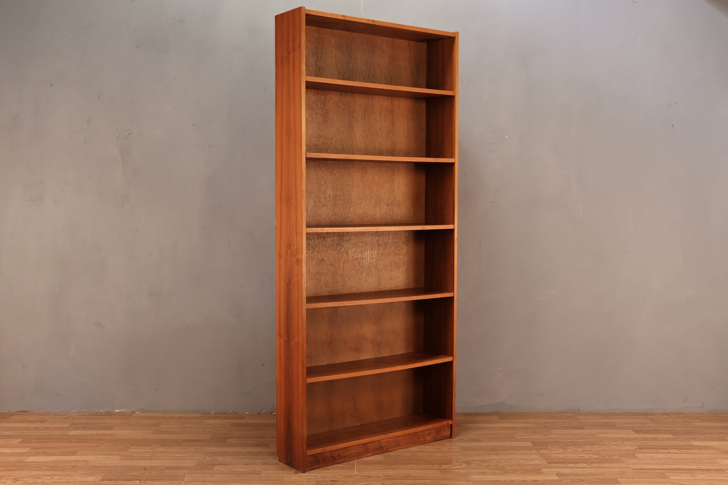 Tall Shallow Teak 6-Tier Bookshelf