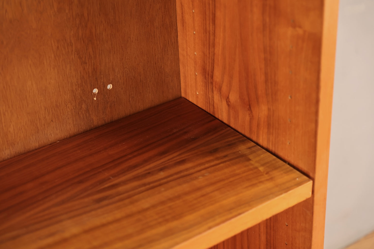 Tall Shallow Teak 6-Tier Bookshelf