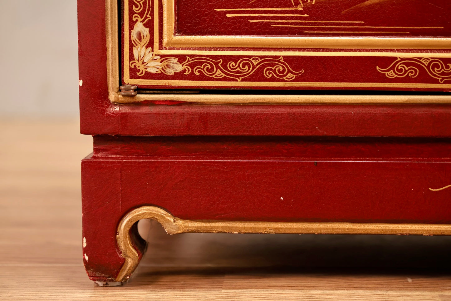 Small Maroon Chinoiserie Cabinet