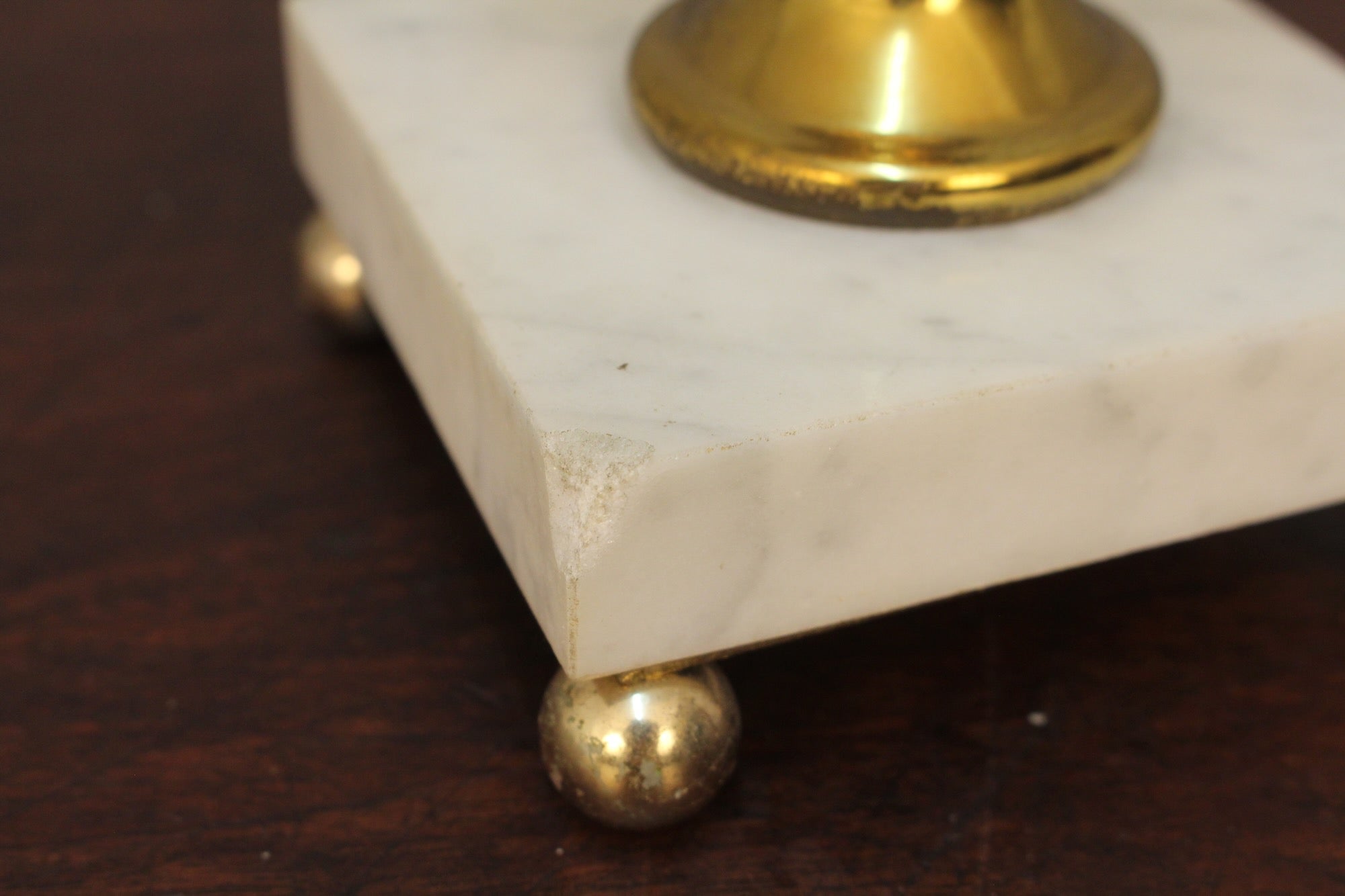 Pair of Italian Marble & Brass Candlesticks – Furnish Green
