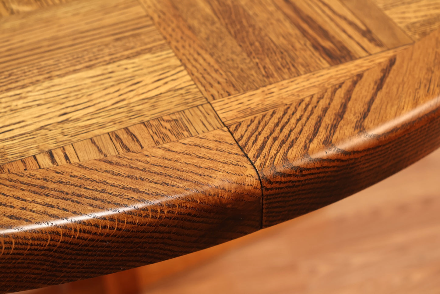 Luxe Oak Parquet Round Dining Table - ONLINE ONLY