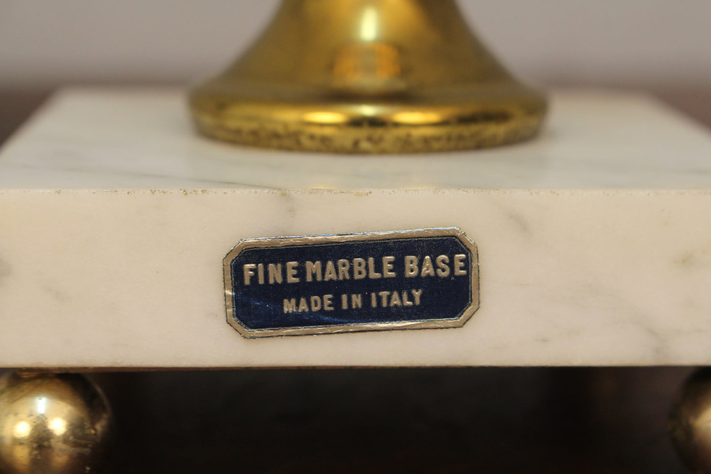 Pair of Italian Marble & Brass Candlesticks