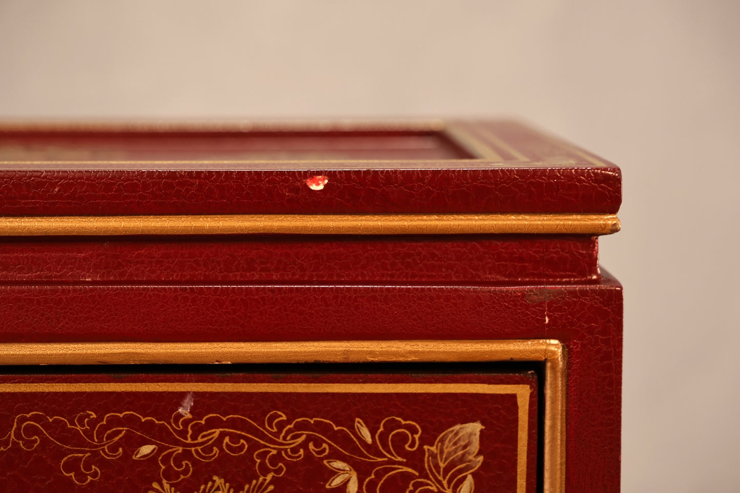 Small Maroon Chinoiserie Cabinet