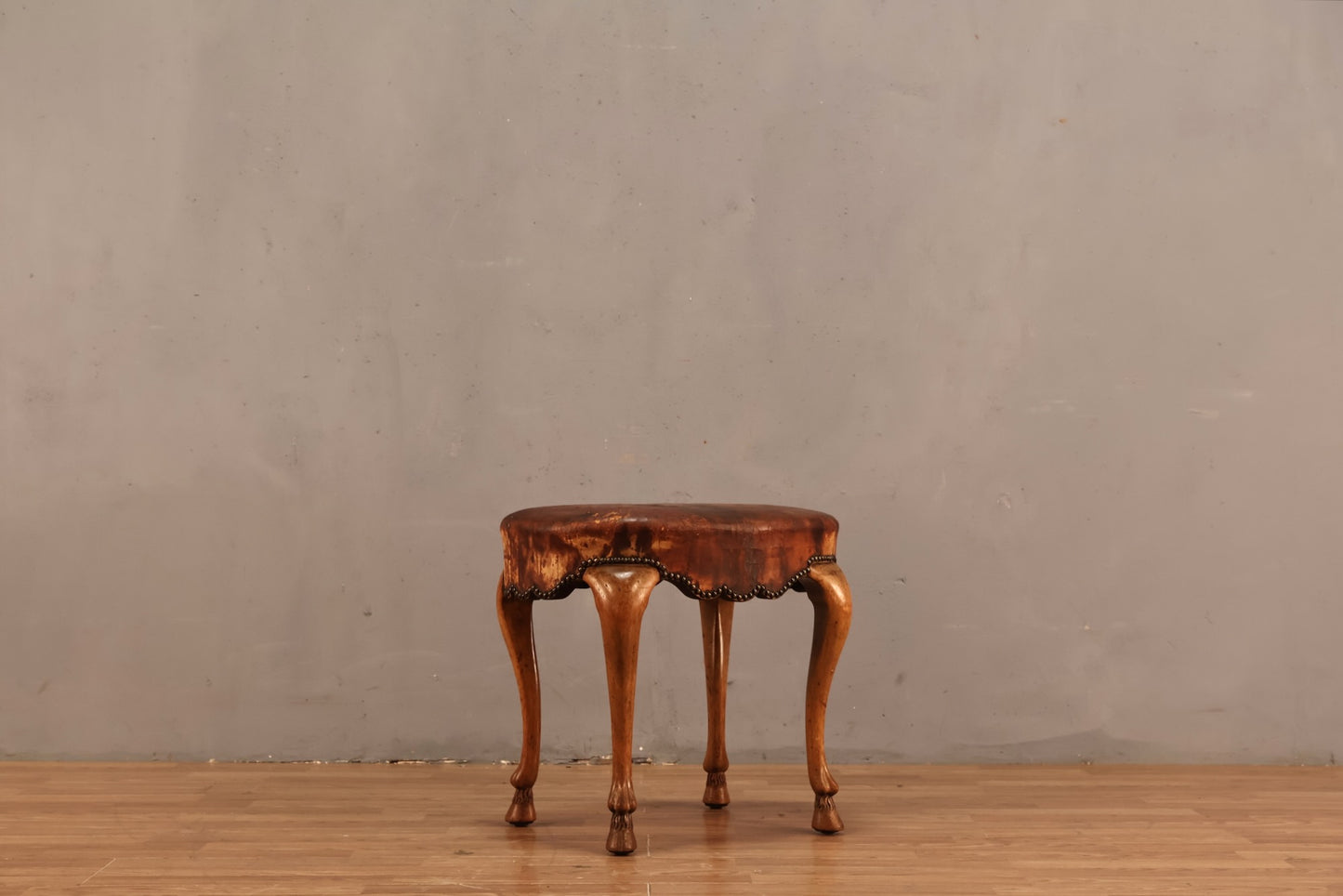 Hide & Nailhead "Ramsfoot" Stool