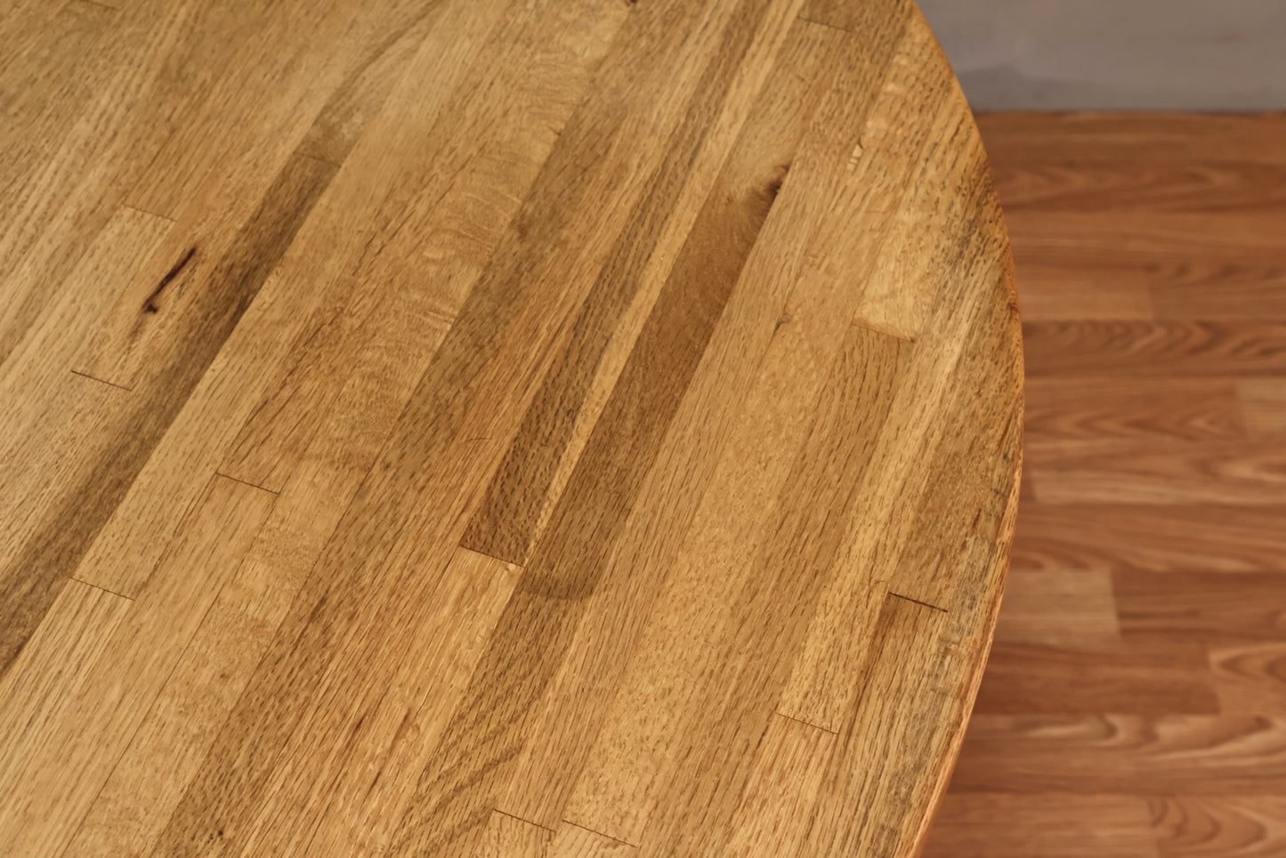 Oak Parquet Round Dining Table - ONLINE ONLY
