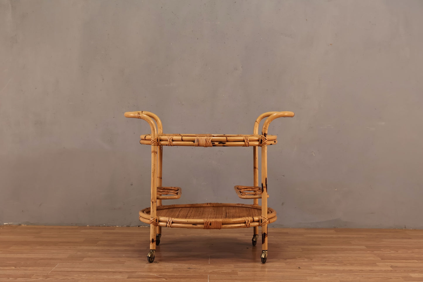 Rattan 2-Tier Bar Cart