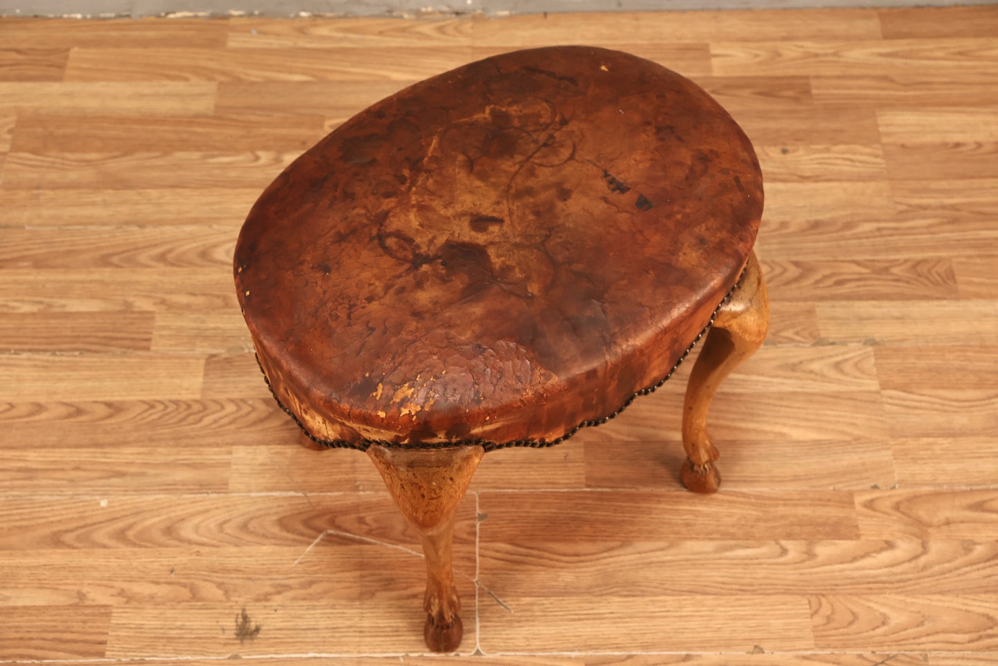 Hide & Nailhead "Ramsfoot" Stool
