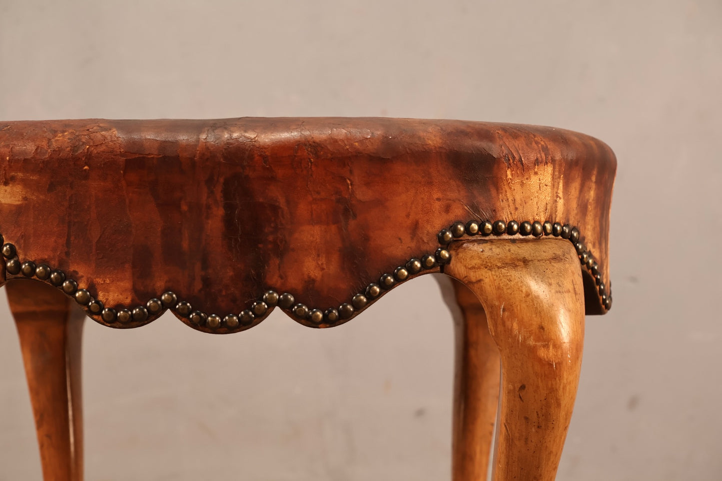 Hide & Nailhead "Ramsfoot" Stool