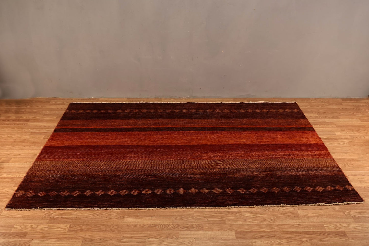 Large Red & Burgundy Striped Wool Rug - ONLINE ONLY