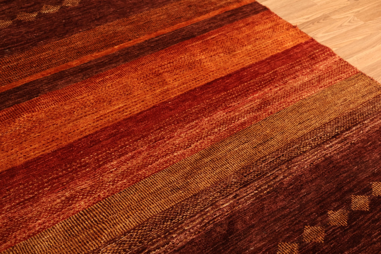 Large Red & Burgundy Striped Wool Rug - ONLINE ONLY