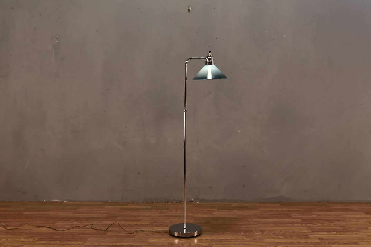 Blue Glass & Chrome Reading Lamp - ONLINE ONLY