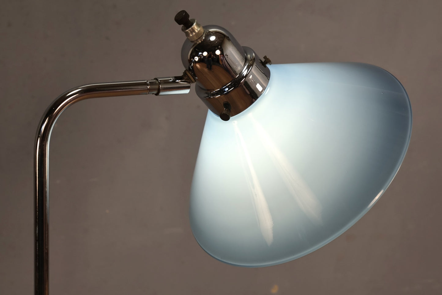 Blue Glass & Chrome Reading Lamp - ONLINE ONLY