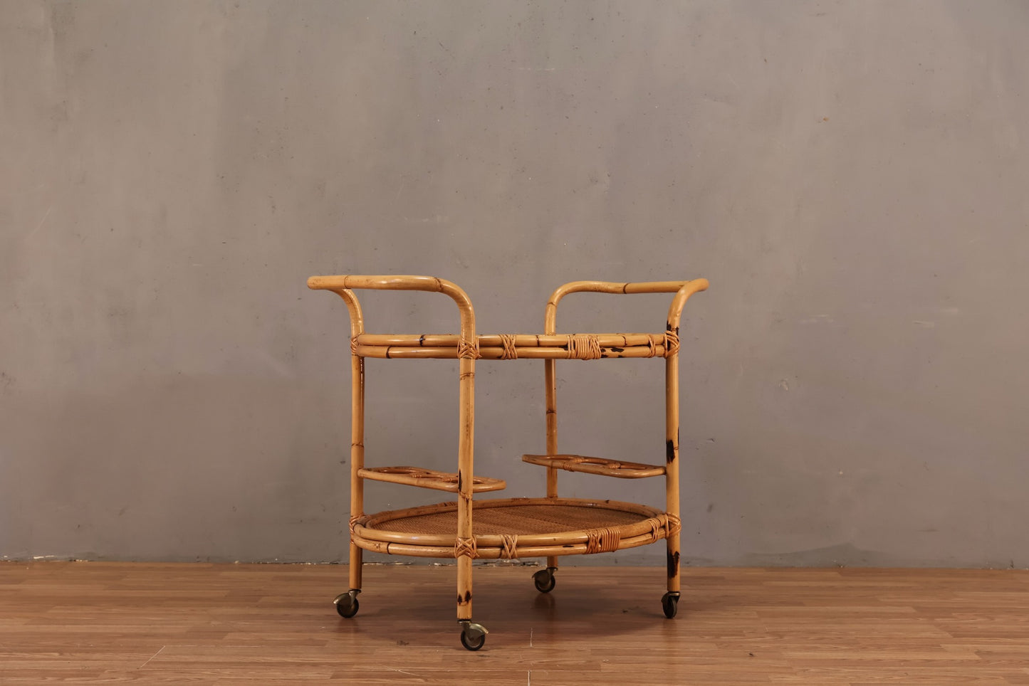 Rattan 2-Tier Bar Cart