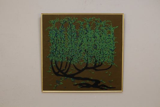1970s "Weeping Willow" Embroidered Art