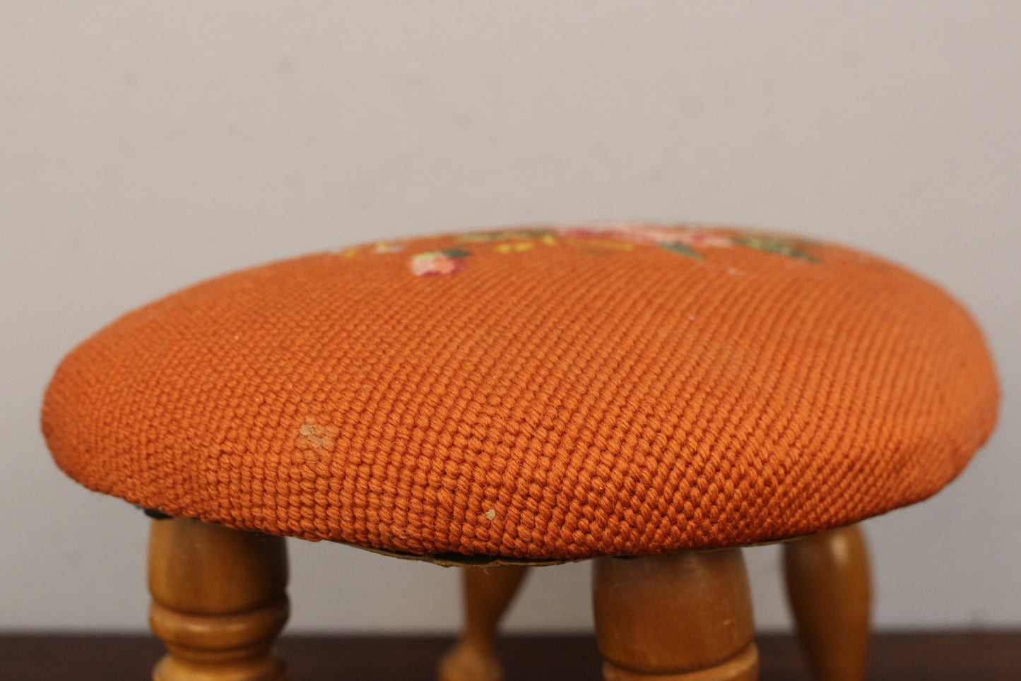 Petite Floral Needlepoint Stool