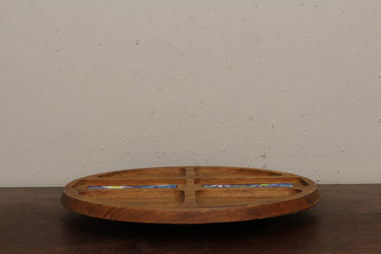 Mid Century Teak & Daisy Lazy Susan