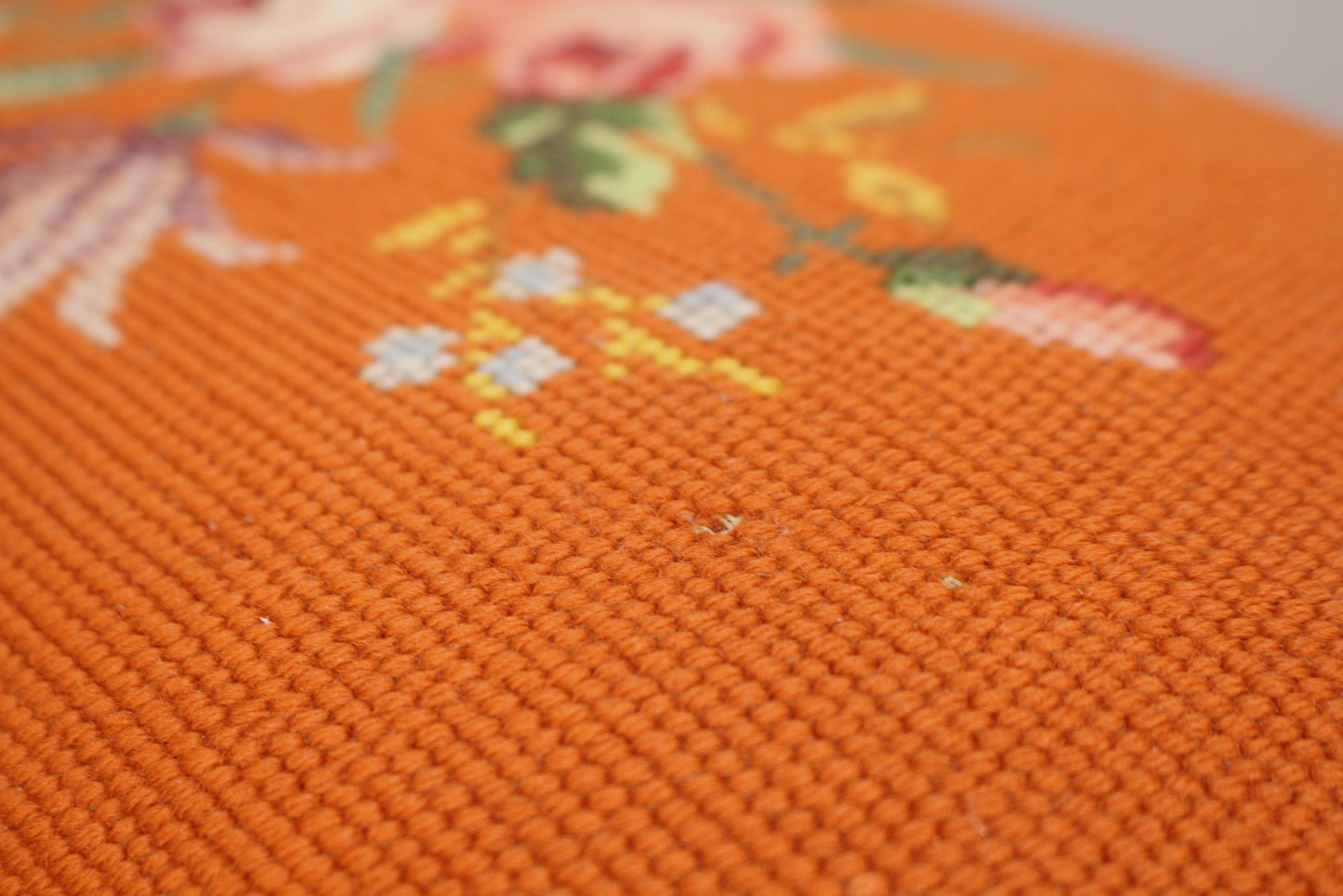Petite Floral Needlepoint Stool