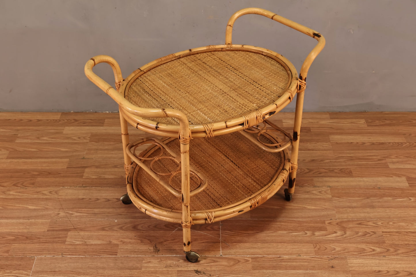 Rattan 2-Tier Bar Cart