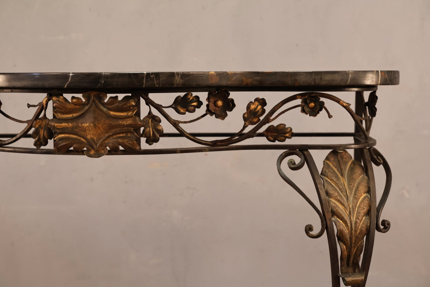 Slim Wrought Iron & Marble Console Table - ONLINE ONLY