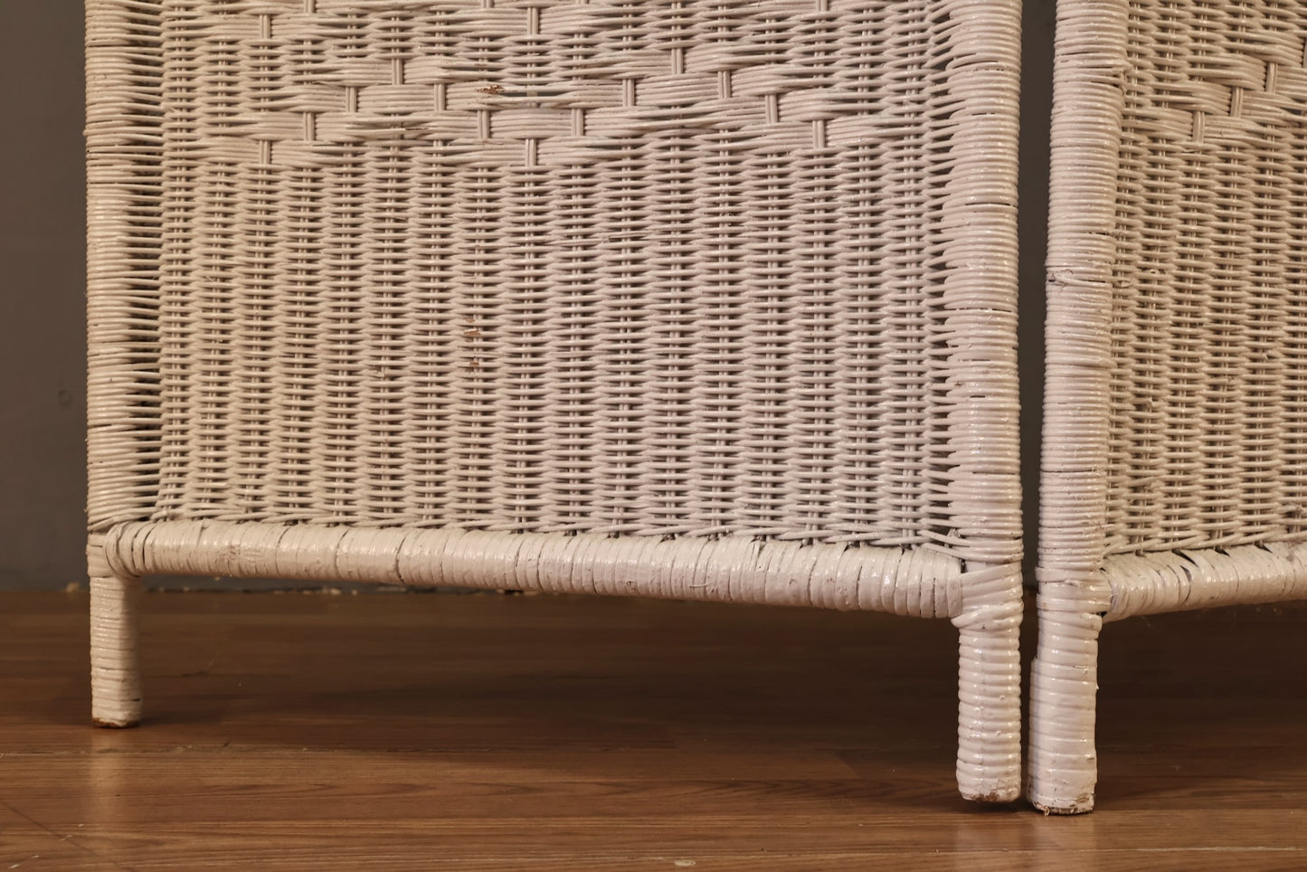 White Wicker 3-Panel Room Divider - ONLINE ONLY