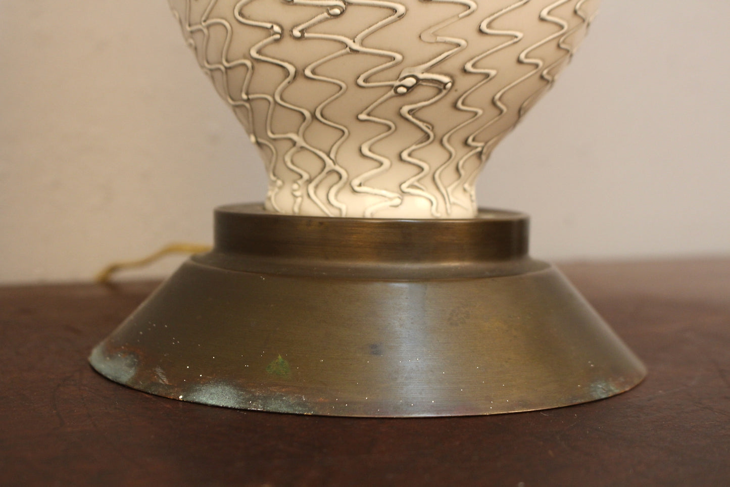 Mid Century Gold Polka Dot Ceramic Table Lamp