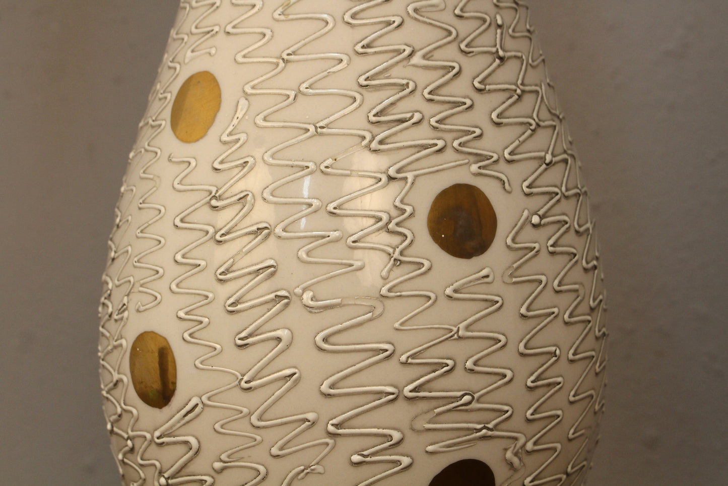 Mid Century Gold Polka Dot Ceramic Table Lamp