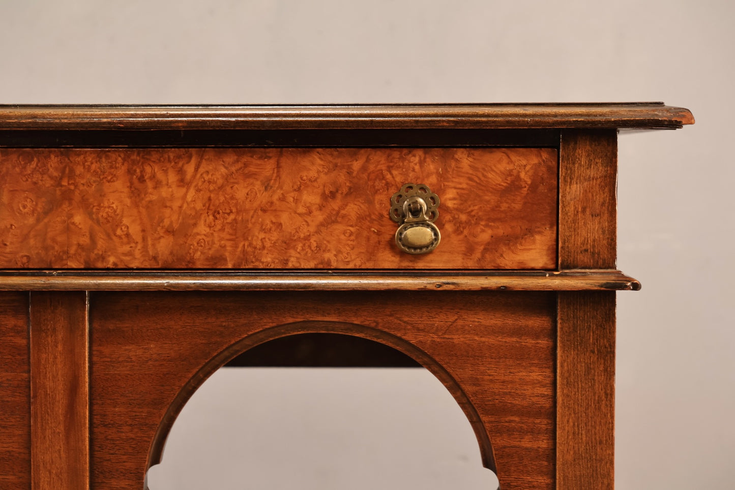 Arched Burl 1-Drawer Console Table - ONLINE ONLY