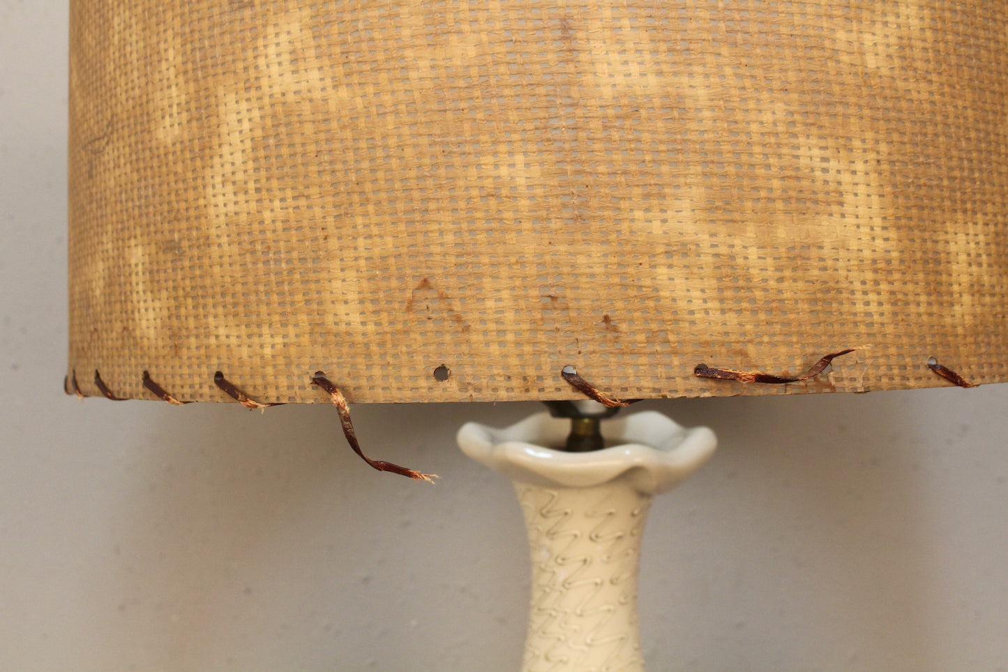 Mid Century Gold Polka Dot Ceramic Table Lamp
