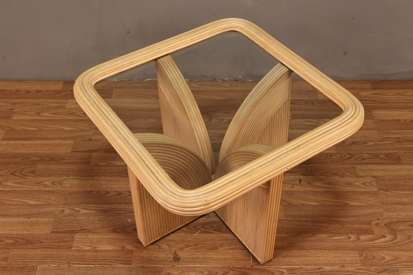 Blonde Reed & Glass End Table - ONLINE ONLY