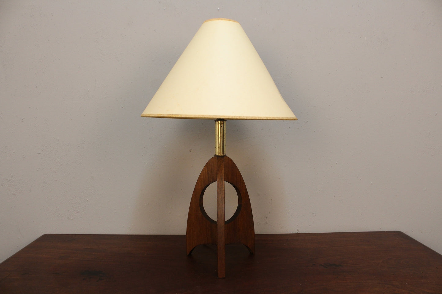Mid Century Sculptural Walnut Table Lamp