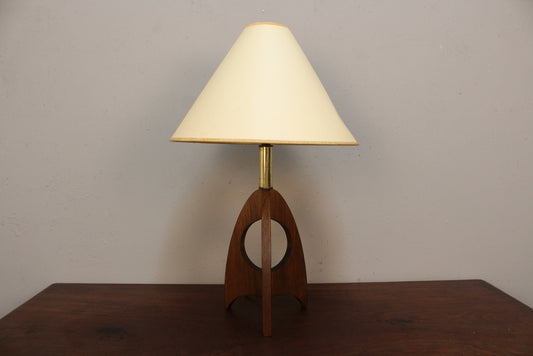 Mid Century Sculptural Walnut Table Lamp