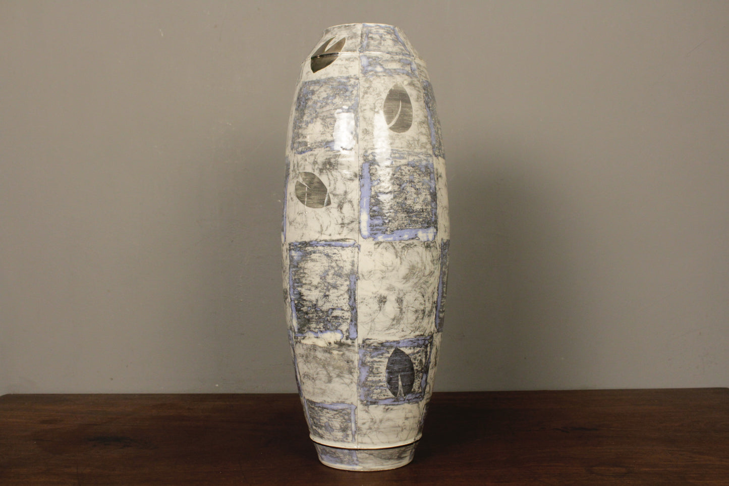 Tall Ceramic Silver Leaf Vase