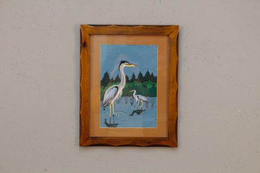 "Herons In Water" Embroidered Artwork