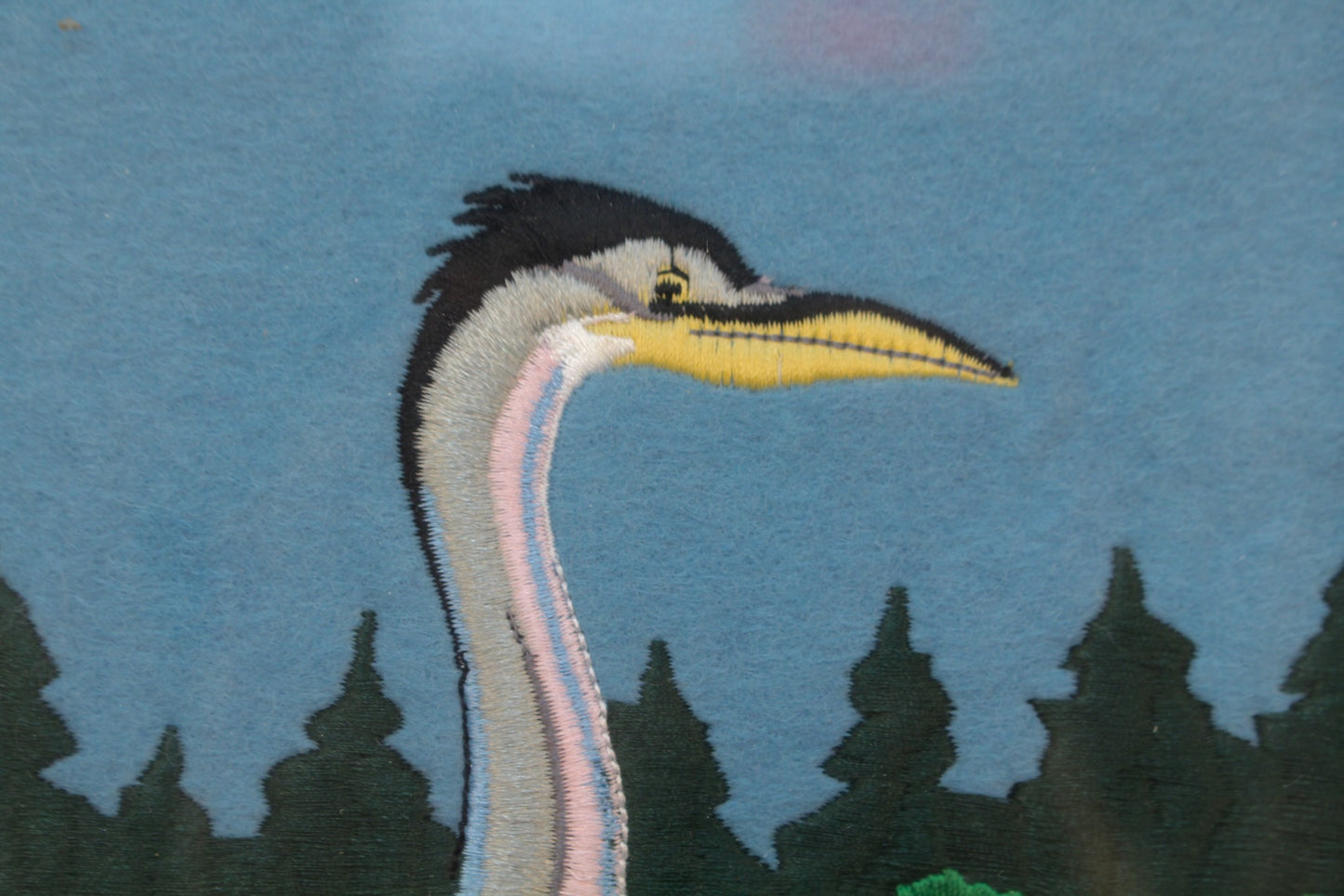 "Herons In Water" Embroidered Artwork