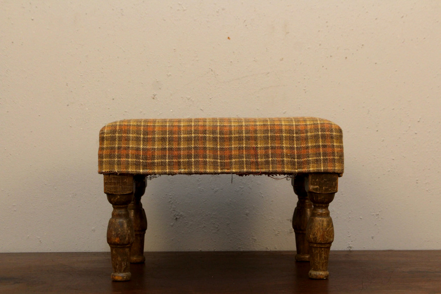 Antique Plaid Footstool