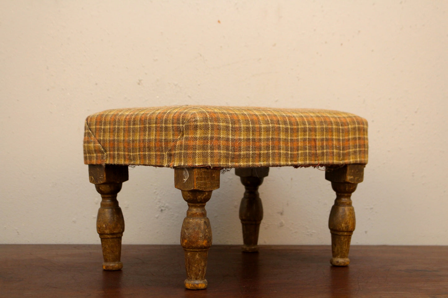 Antique Plaid Footstool