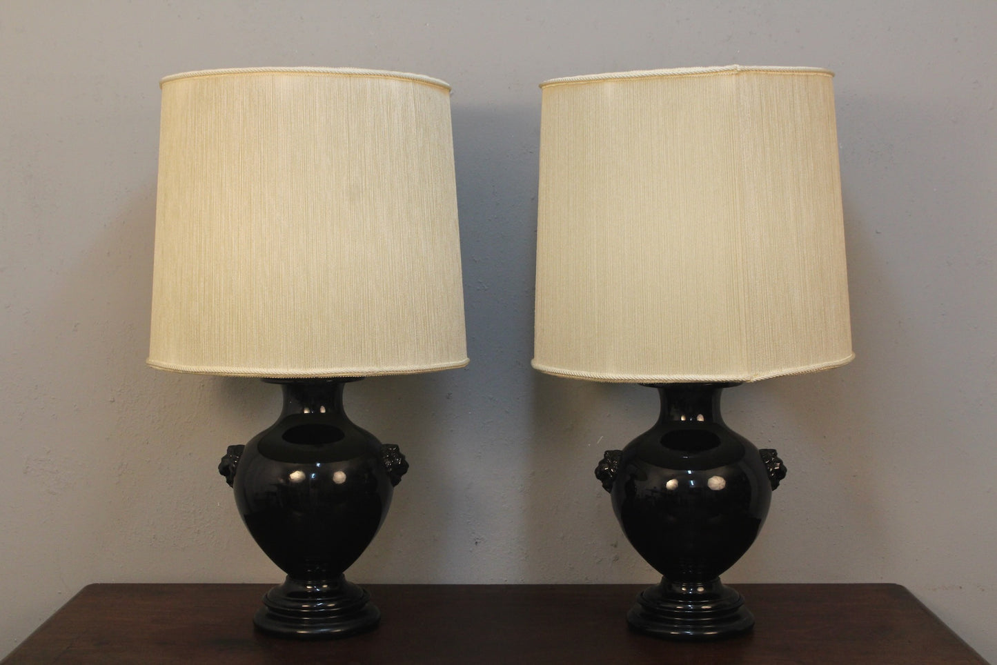 Large Glossy Black Ceramic Table Lamp