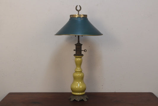 Art Deco Chartreuse Glass Table Lamp