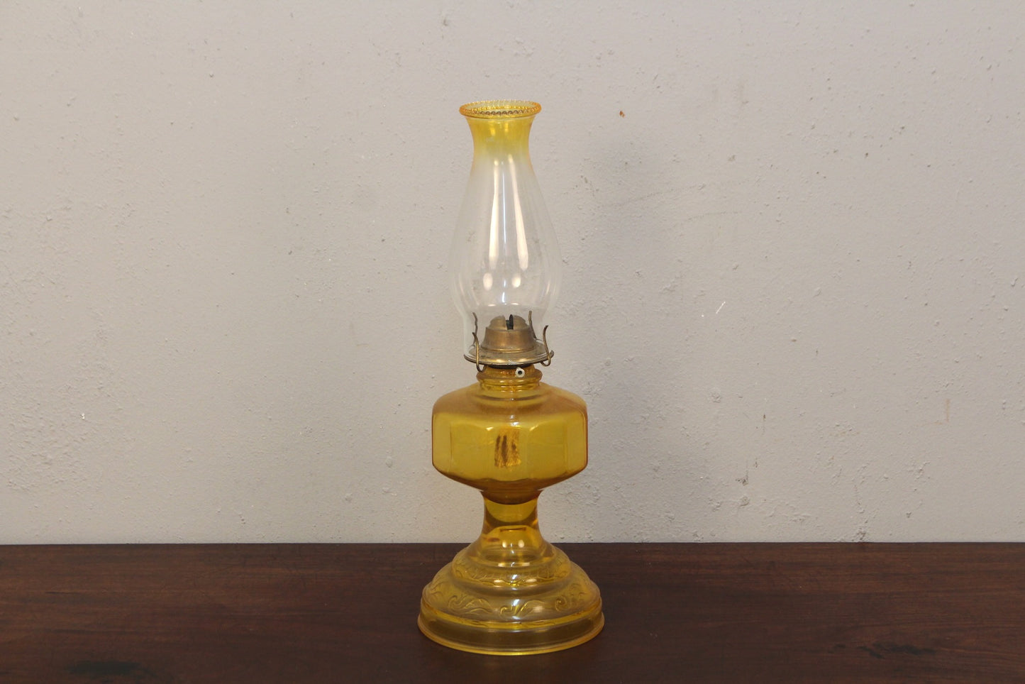 Amber Glass Hurricane Lamp