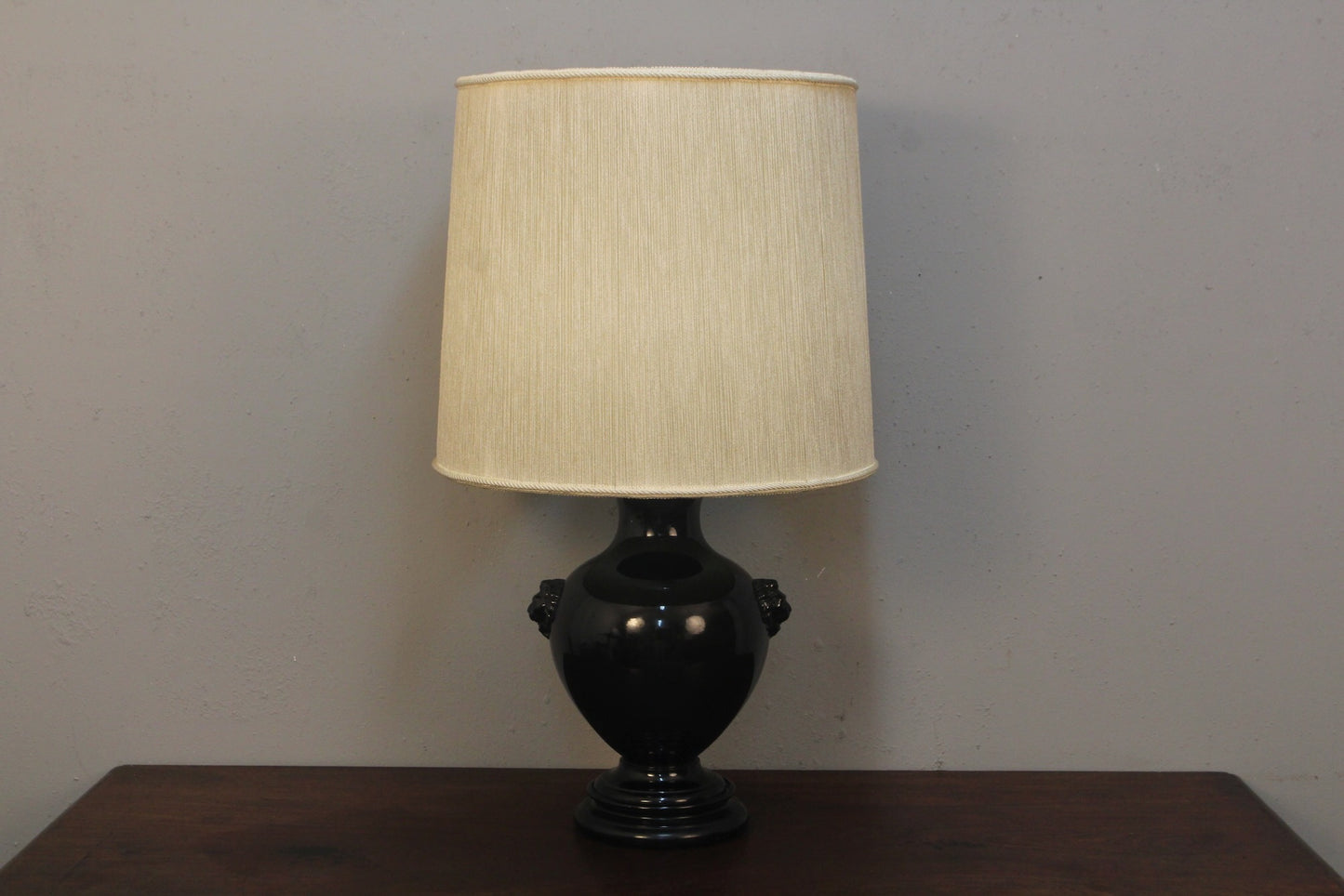 Large Glossy Black Ceramic Table Lamp