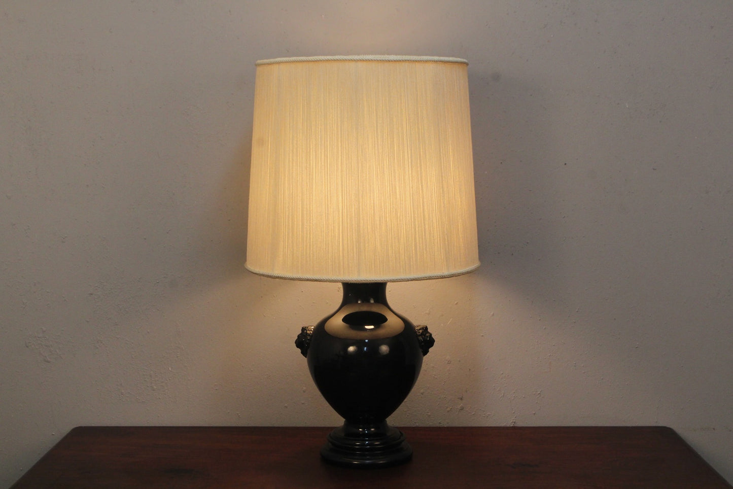Large Glossy Black Ceramic Table Lamp