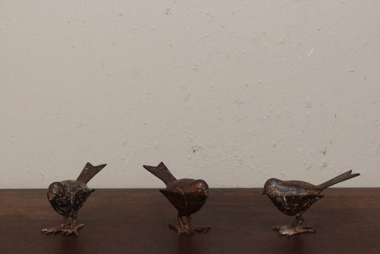 Trio of Metal Sparrows