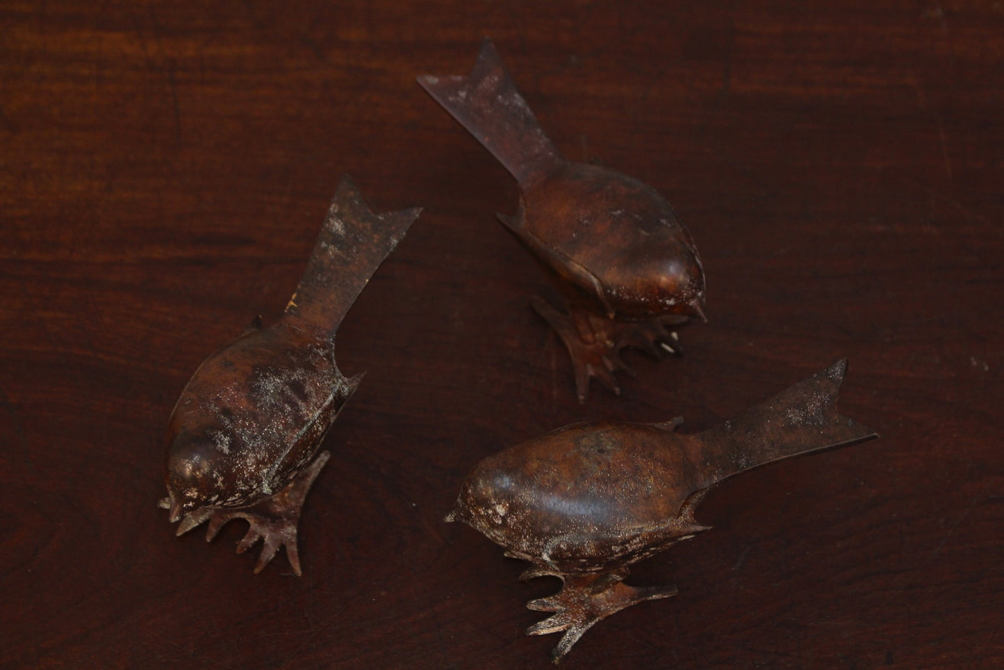 Trio of Metal Sparrows