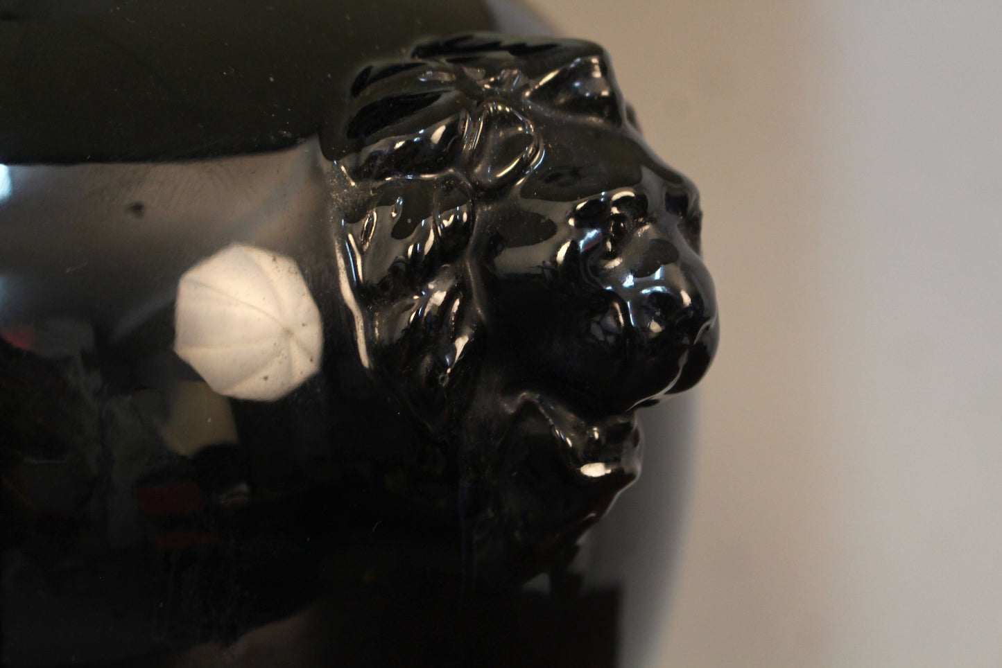 Large Glossy Black Ceramic Table Lamp