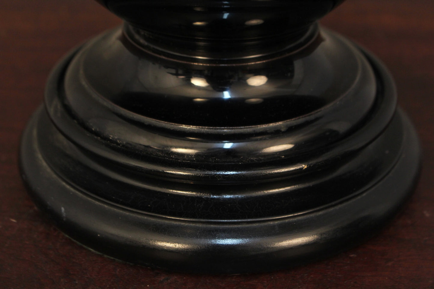 Large Glossy Black Ceramic Table Lamp