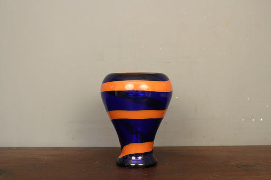 Italian Art Glass Orange & Blue Vase